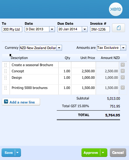 Sales invoices integrate with Xero