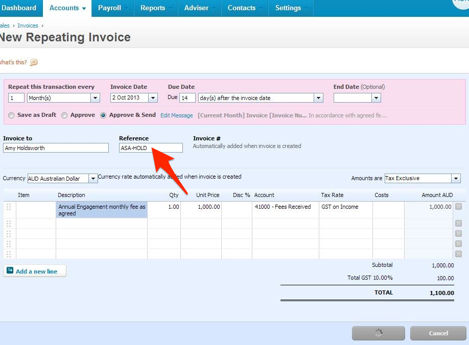 New Repeating Invoice Xero WorkflowMax