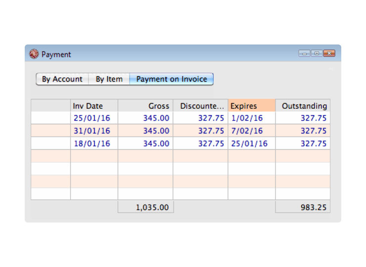 Money works payment on invoice