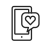 Icon of a mobile phone with adjacent heart